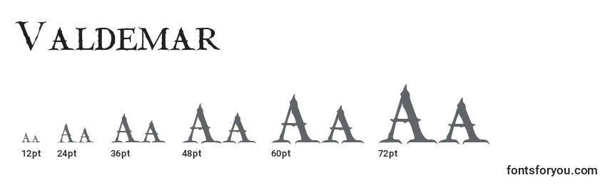 Размеры шрифта Valdemar