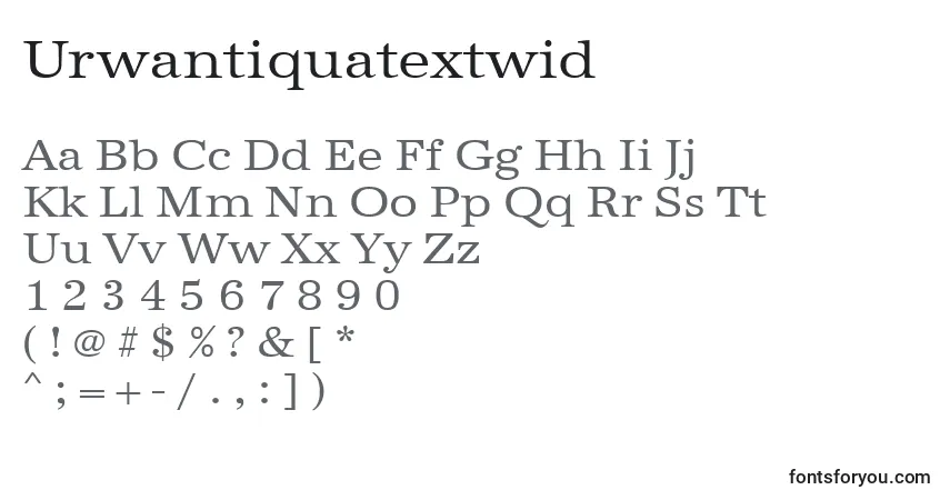 A fonte Urwantiquatextwid – alfabeto, números, caracteres especiais