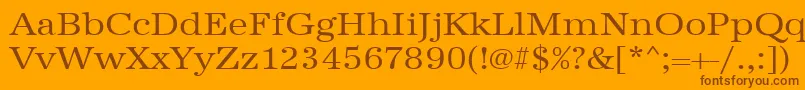 Fonte Urwantiquatextwid – fontes marrons em um fundo laranja