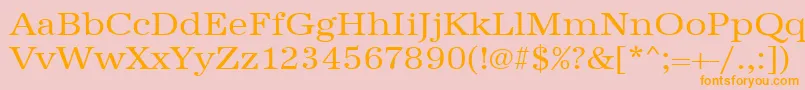 フォントUrwantiquatextwid – オレンジの文字がピンクの背景にあります。