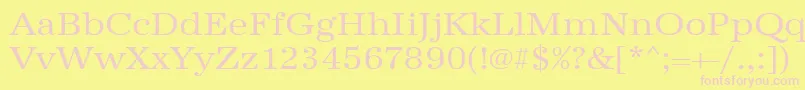 Urwantiquatextwid-fontti – vaaleanpunaiset fontit keltaisella taustalla