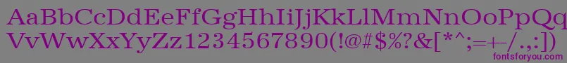 フォントUrwantiquatextwid – 紫色のフォント、灰色の背景