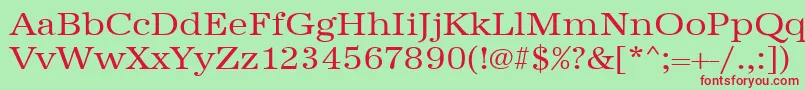 Urwantiquatextwid-fontti – punaiset fontit vihreällä taustalla