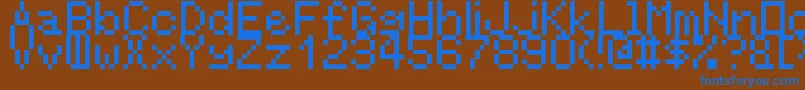 RntgLarger Font – Blue Fonts on Brown Background