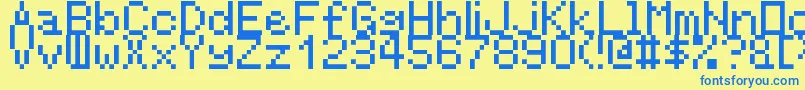 RntgLarger Font – Blue Fonts on Yellow Background