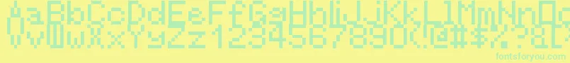 フォントRntgLarger – 黄色い背景に緑の文字