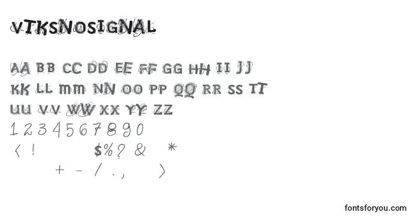 Schriftart Vtksnosignal – Alphabet, Zahlen, spezielle Symbole