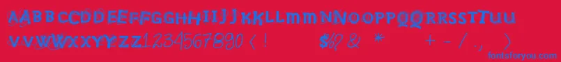 フォントVtksnosignal – 赤い背景に青い文字