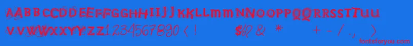 Vtksnosignal Font – Red Fonts on Blue Background