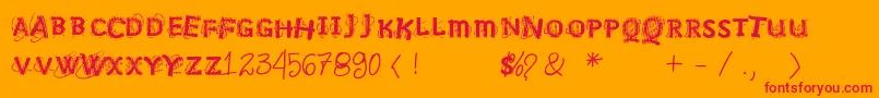 Vtksnosignal-Schriftart – Rote Schriften auf orangefarbenem Hintergrund