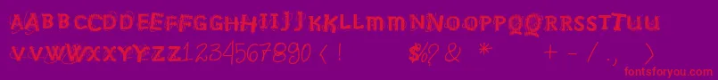 Vtksnosignal-Schriftart – Rote Schriften auf violettem Hintergrund