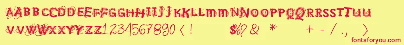 Vtksnosignal Font – Red Fonts on Yellow Background