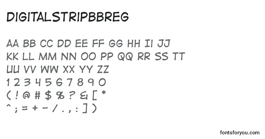 A fonte DigitalstripbbReg – alfabeto, números, caracteres especiais