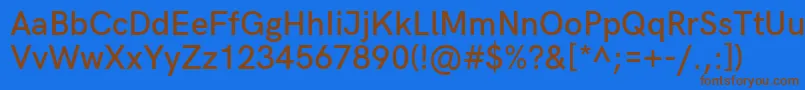 HkgroteskSemiboldlegacy-Schriftart – Braune Schriften auf blauem Hintergrund