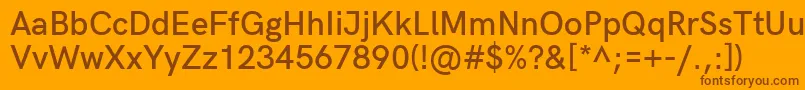 Saiba mais sobre a fonte HkgroteskSemiboldlegacy Fonte HkgroteskSemiboldlegacy – fontes marrons em um fundo laranja