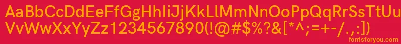 HkgroteskSemiboldlegacy Font – Orange Fonts on Red Background