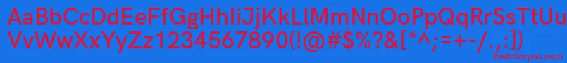 Fonte HkgroteskSemiboldlegacy – fontes vermelhas em um fundo azul