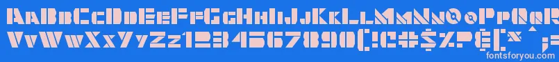 フォントQuintanar – ピンクの文字、青い背景