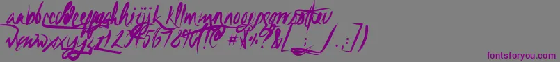 Unfoldingtrag-fontti – violetit fontit harmaalla taustalla