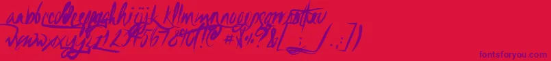 フォントUnfoldingtrag – 赤い背景に紫のフォント