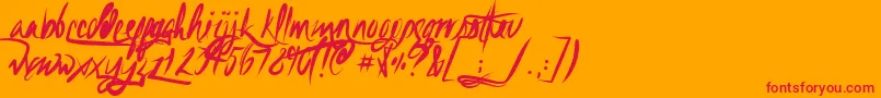 Unfoldingtrag-Schriftart – Rote Schriften auf orangefarbenem Hintergrund