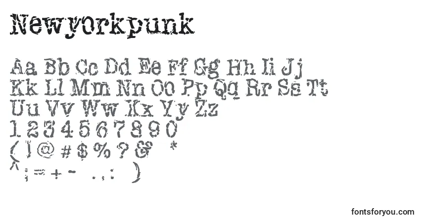 Schriftart Newyorkpunk – Alphabet, Zahlen, spezielle Symbole