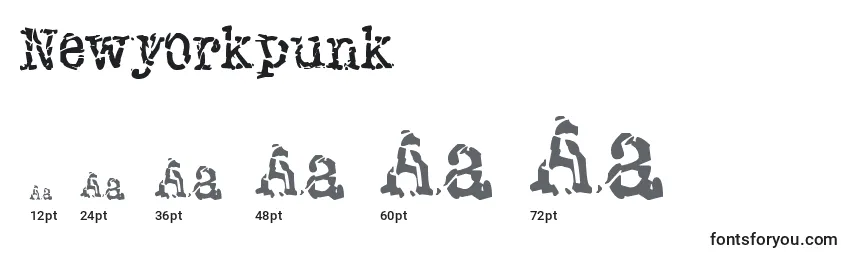 Размеры шрифта Newyorkpunk