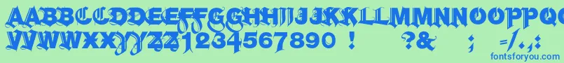 HelGroteskGothiqBlack-Schriftart – Blaue Schriften auf grünem Hintergrund
