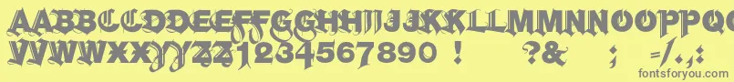 Fonte HelGroteskGothiqBlack – fontes cinzas em um fundo amarelo
