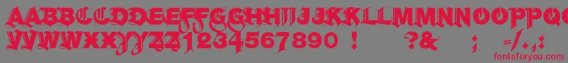 フォントHelGroteskGothiqBlack – 赤い文字の灰色の背景