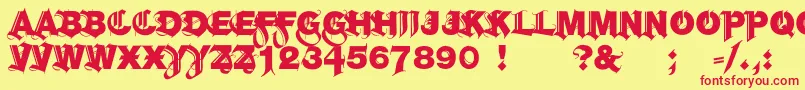 フォントHelGroteskGothiqBlack – 赤い文字の黄色い背景