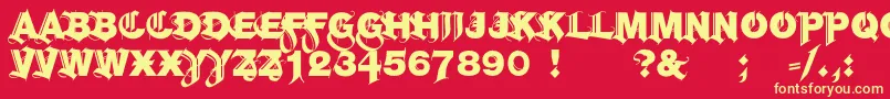 HelGroteskGothiqBlack-Schriftart – Gelbe Schriften auf rotem Hintergrund