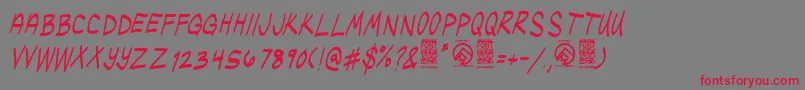 フォントUglykidsItalic – 赤い文字の灰色の背景