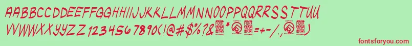UglykidsItalic Font – Red Fonts on Green Background