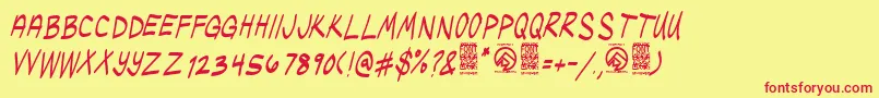 UglykidsItalic Font – Red Fonts on Yellow Background