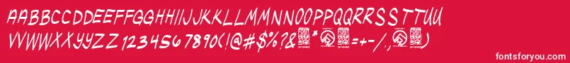 UglykidsItalic-fontti – valkoiset fontit punaisella taustalla