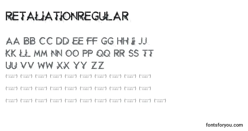 Fuente RetaliationRegular - alfabeto, números, caracteres especiales