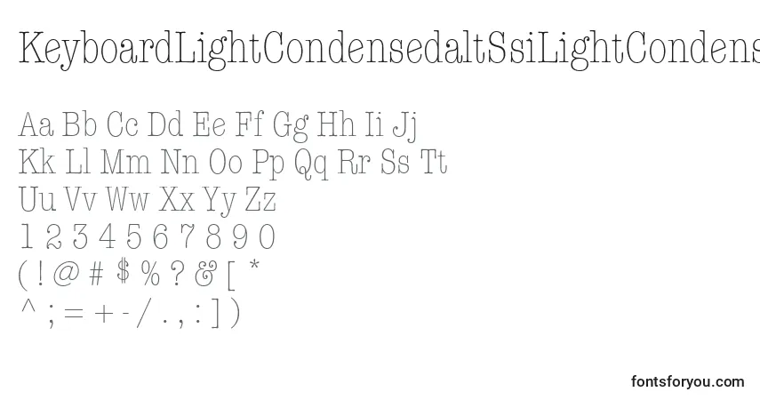 A fonte KeyboardLightCondensedaltSsiLightCondensedAlternate – alfabeto, números, caracteres especiais