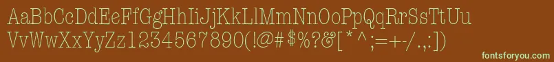 Fonte KeyboardLightCondensedaltSsiLightCondensedAlternate – fontes verdes em um fundo marrom