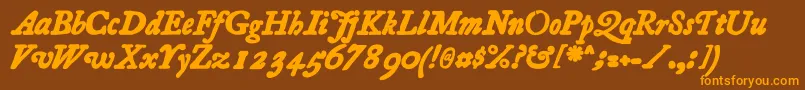 Шрифт Essays1743 Bolditalic – оранжевые шрифты на коричневом фоне