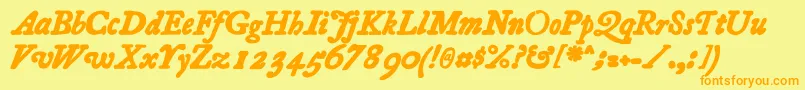 Fonte Essays1743 Bolditalic – fontes laranjas em um fundo amarelo
