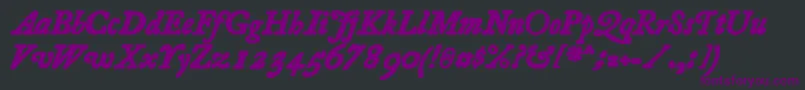 Czcionka Essays1743 Bolditalic – fioletowe czcionki na czarnym tle