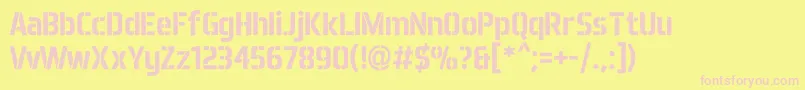 AeroMaticsStencilBold-fontti – vaaleanpunaiset fontit keltaisella taustalla