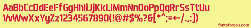 フォントAeroMaticsStencilBold – 赤い文字の黄色い背景