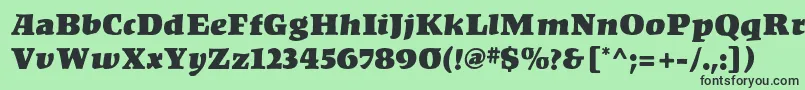 フォントKompaktMf – 緑の背景に黒い文字