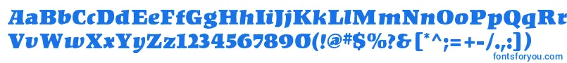 フォントKompaktMf – 白い背景に青い文字