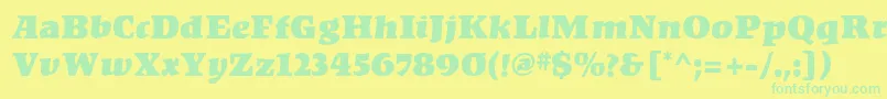KompaktMf Font – Green Fonts on Yellow Background