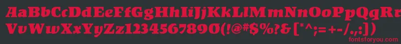 フォントKompaktMf – 黒い背景に赤い文字