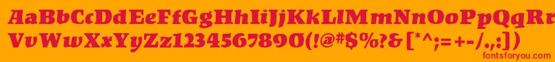 フォントKompaktMf – オレンジの背景に赤い文字
