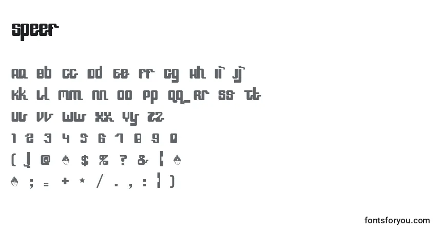 Schriftart Speef – Alphabet, Zahlen, spezielle Symbole